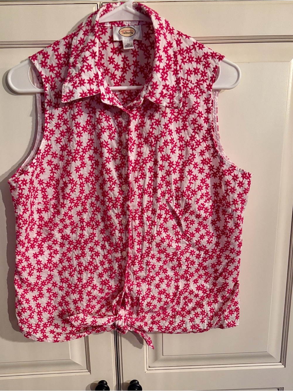 Talbots Floral Tie Waist Sleeveless Blouse